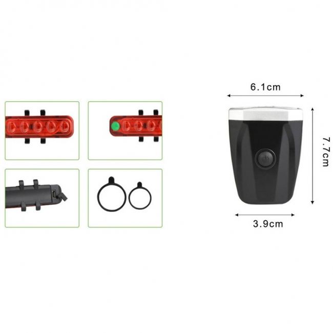 Set de lumini (fata-spate) QX-T0505 reincarcabile pentru bicicleta