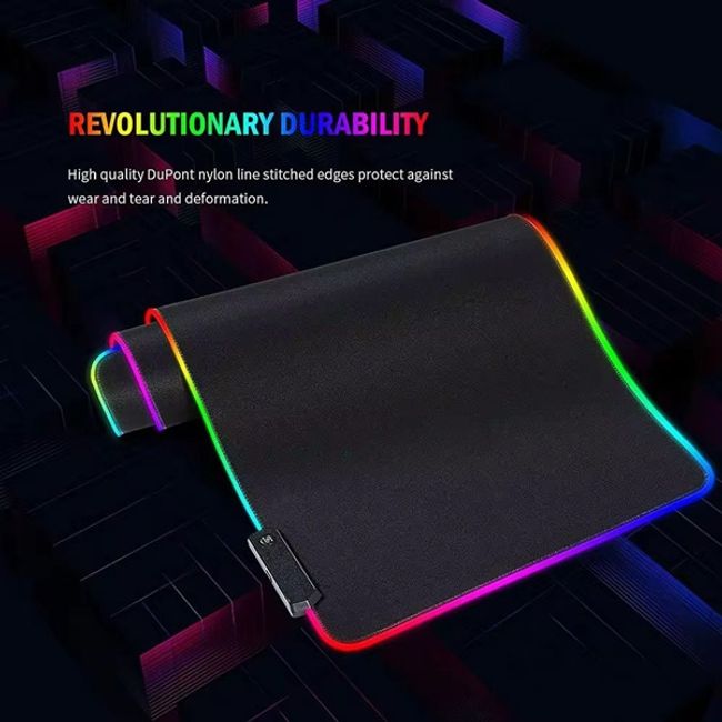 MousePad Gaming Soft, Led RGB iluminat, antiderapant, USB Plug & Play 900X400mm