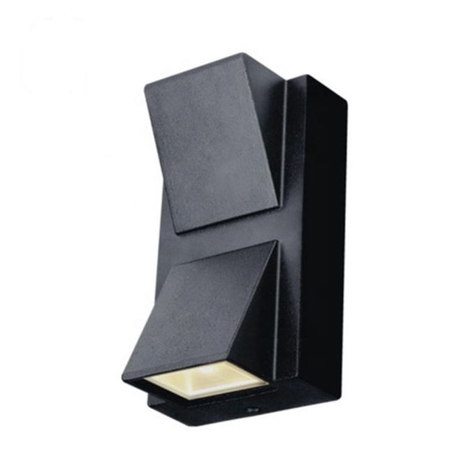 Aplica led de exterior, 2x5W, negru, 3000K, sticla si metal, negru, 1080lm