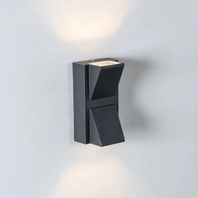 Aplica led de exterior, 2x5W, negru, 3000K, sticla si metal, negru, 1080lm