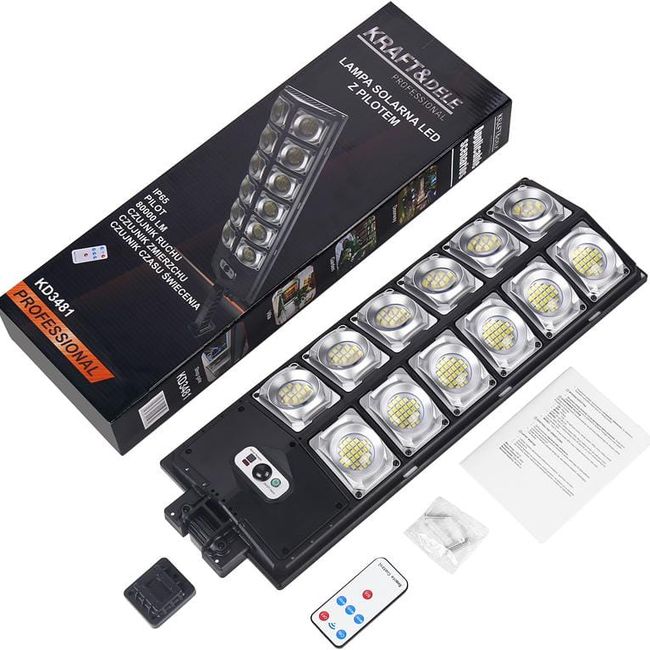 Lampa solara stradala cu panou solar si telecomanda, 170 W, Kraft&Dele KD3481, 80000 lm