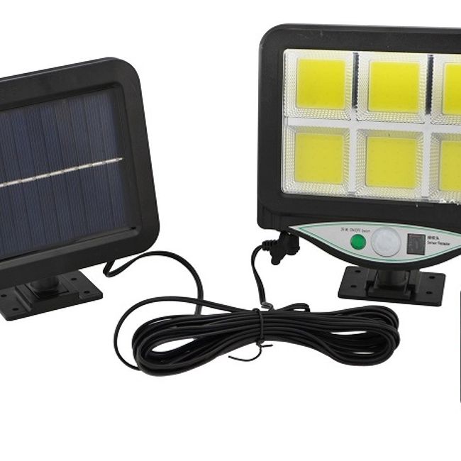 Lampa solara de exterior cu senzor de miscare, telecomanda, brate reglabile, 6 Led COB, 128-6 COB