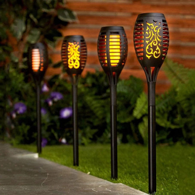 Lampa Solara LED pentru curte sau gradina cu Efect Real de Flacara, 50cm inaltime
