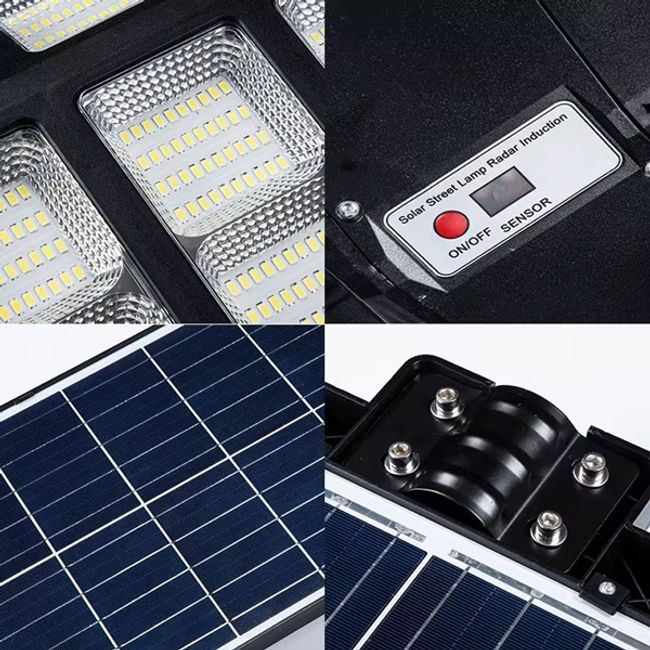 Lampa solara stradala cu panou solar si telecomanda, 1000W, 24 celulele led, rezistent la apa ip66, senzor de miscare si lumina