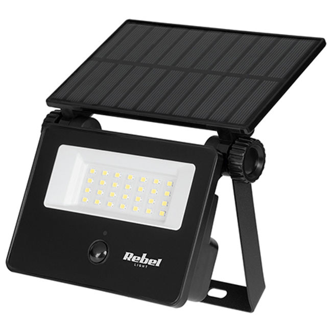 Lampa solara LED, tip proiector, cu senzor de miscare, 28 x LED Tip 2835, 800 lm, IP 54, 6W