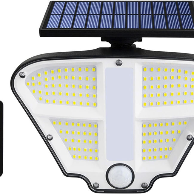 Lampa solara LED cu senzor de miscare si telecomanda,160 x LED, 400 lm, IP 65, 3 surse de iluminare