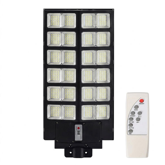 Lampa solara stradala cu panou solar si telecomanda, 1000W, 24 celulele led, rezistent la apa ip66, senzor de miscare si lumina