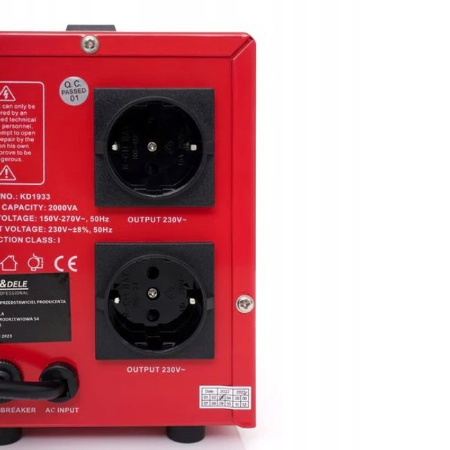 Stabilizator de tensiune, Kraft&Dele KD1933, 2000VA, 230V