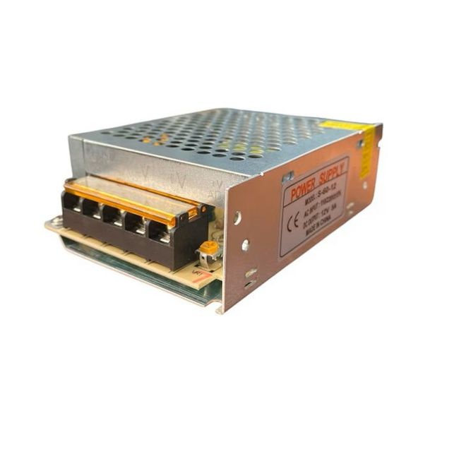 Sursa de alimentare 12V 5A metalica, 60W, pentru camere de supraveghere si banda led