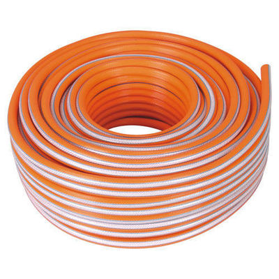 Furtun apa din PVC flexibil cu insertie, diametru 1 tol, lungime 50 metri, pentru gradina, presiune 8 bar, portocaliu