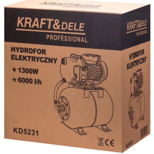 Hidrofor Kraft&Dele KD5231, 24 L, 1300 W, 100 l/min, H refulare 55 m, absorbtie 8 m