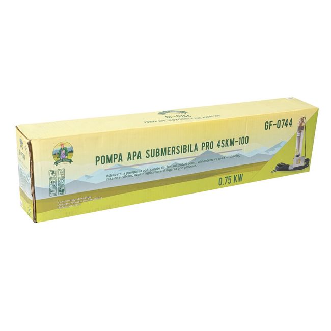 Pompa submersibila cu turbina, Micul Fermier GF-0744, 4SKM-100, 1300 W, refulare 60 m, 3m³/h, panou de comanda, bobinaj cupru