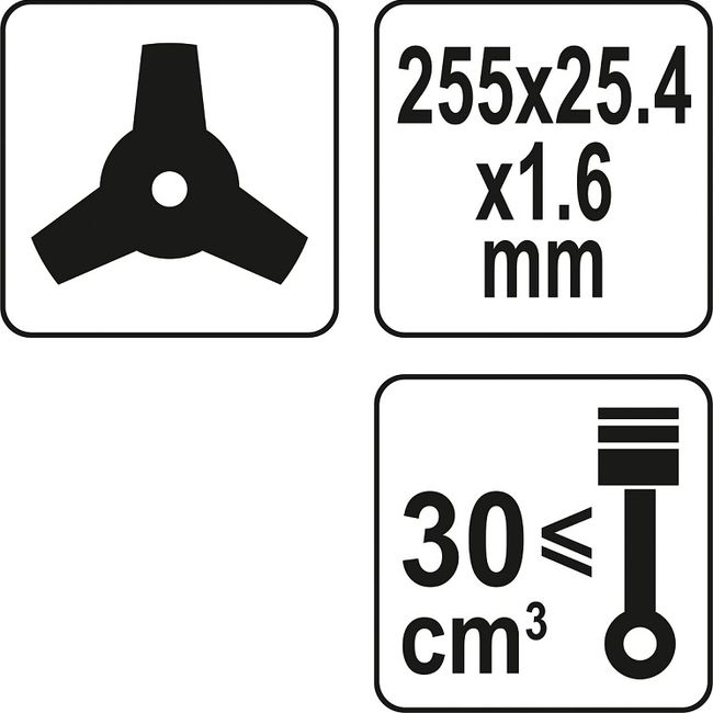 Disc Taietor Motocoasa 3 Laturi (Model Y) 255 x 25.4 x 1.6mm, Yato YT-85155