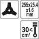 Disc Taietor Motocoasa 3 Laturi (Model Y) 255 x 25.4 x 1.6mm, Yato YT-85155