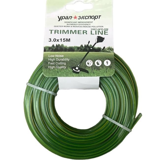 Fir motocoasa cu insertie carbon, 3 mm x 15m, patrat
