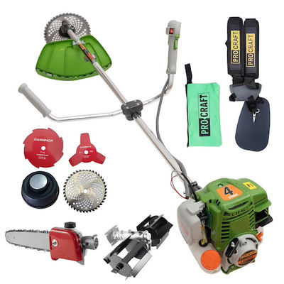 Set Motocoasa benzina Procraft T5600 Pro, Motor 4 Timpi 5600W + 4 Sisteme Taiere + Cap drujba + Prasitoare