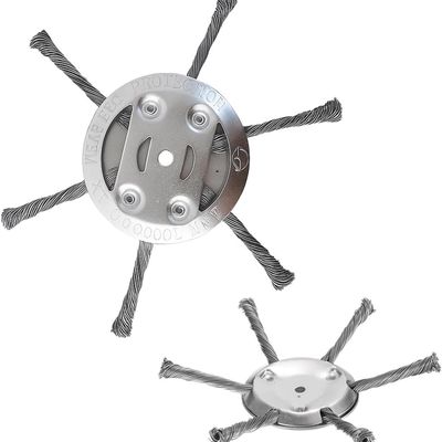 Cap tambur motocoasa cu sarma de otel carbon, diametru 150 mm, ax 5 mm, compatibil trimmer electric si pe baterie, pentru taiere iarba, muschi, buruieni si indepartare rugina
