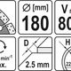 Disc diamantat de taiere segmentat, 180x22.2x2.5 mm, taiere uscata, Yato YT-6004