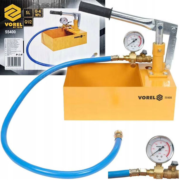 Pompa manuala de testare a presiunii, Vorel 55400, 5 l volum cuva, 40 bar presiune maxima