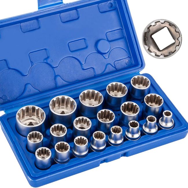 Set 19 chei tubulare spline 1/2 Cr-V, 8-32mm, 12-point
