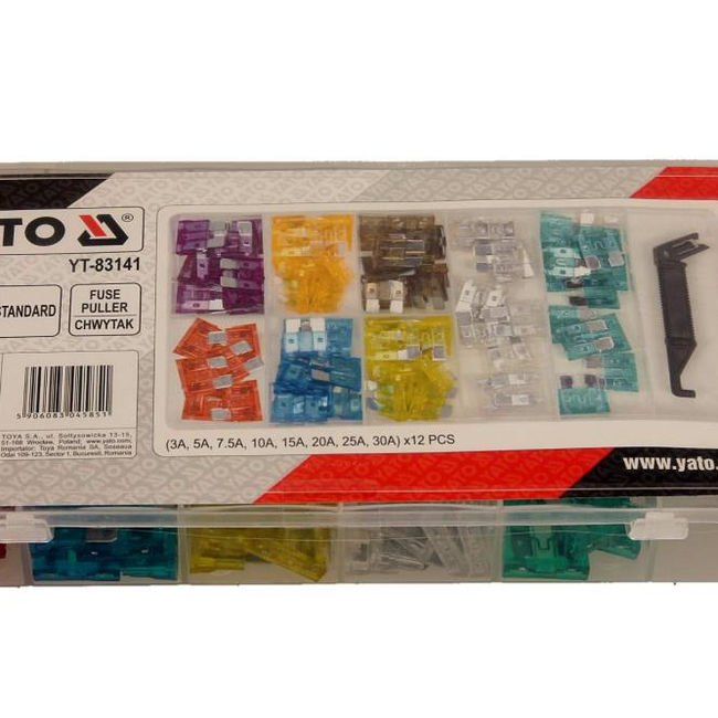 Set 97 Sigurante Fuzibile Auto Yato YT-83141, Cutie Transport