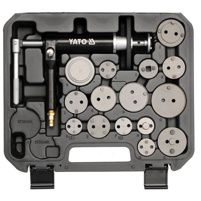 Trusa universala cu presa si adaptoare pentru etrier frana pneumatica, 16 piese, Yato YT-0671