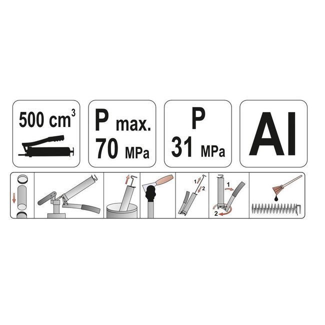 Decalimetru / pistol manual de gresat-vaselina Yato YT-0700, 500ml, furtun rigid