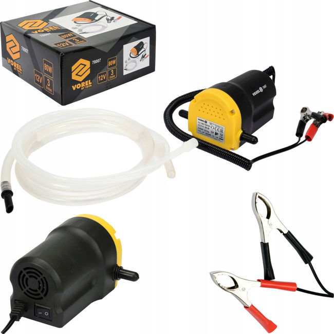 Pompa pentru scos ulei, Vorel 78007, 12 V 80 W, debit 3 l/min