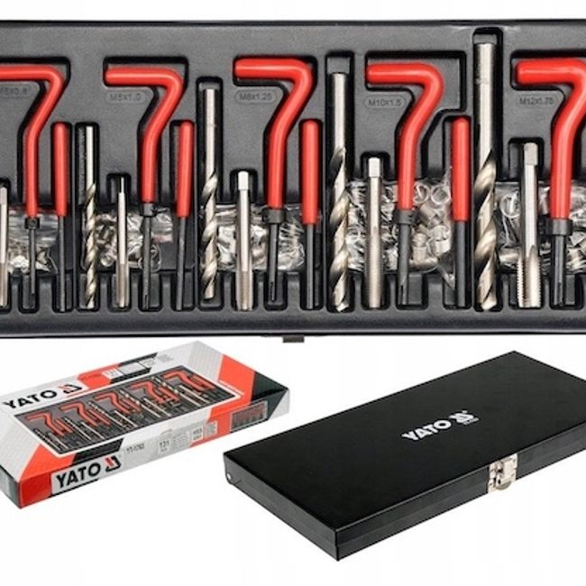 Set pentru reparat filete, Yato YT-1763, M5-M12, 131 bucati