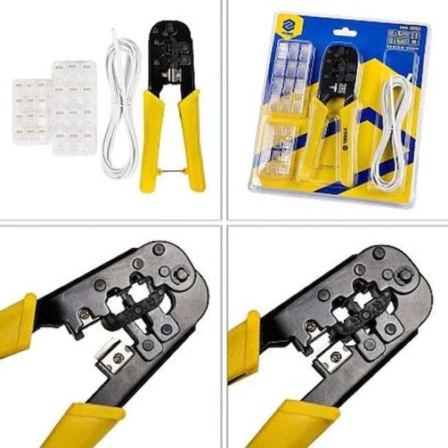 Set cleste sertizat conectori cu accesorii, RJ45 - RJ11, Vorel 45503