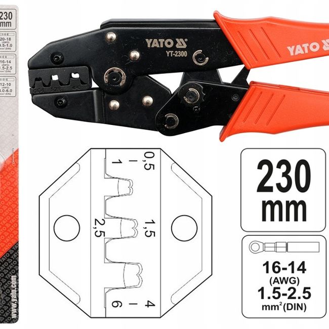 Cleste sertizat conectori auto Yato YT-2300, 0.5-6mm