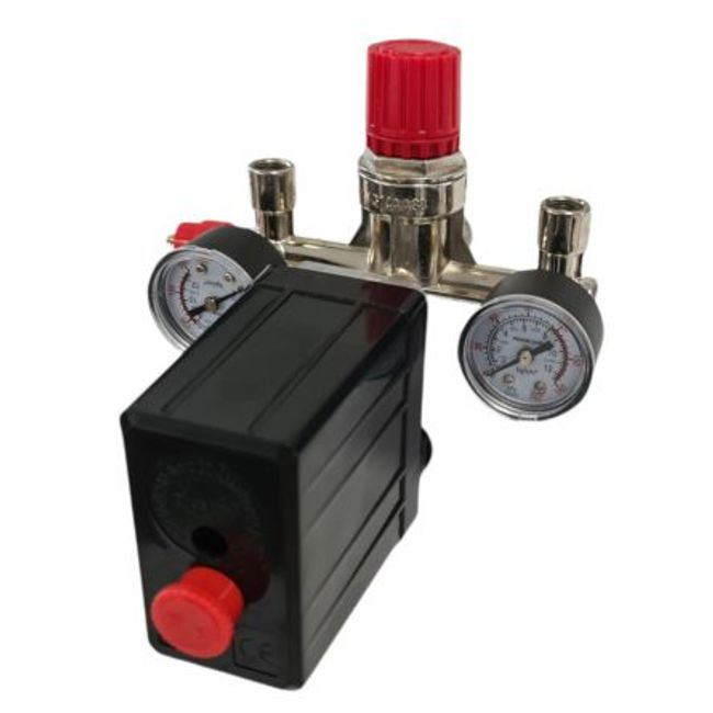 Kit presostat pentru compresor aer cu doua manometre 12 Bar - 2 Cai - SP032