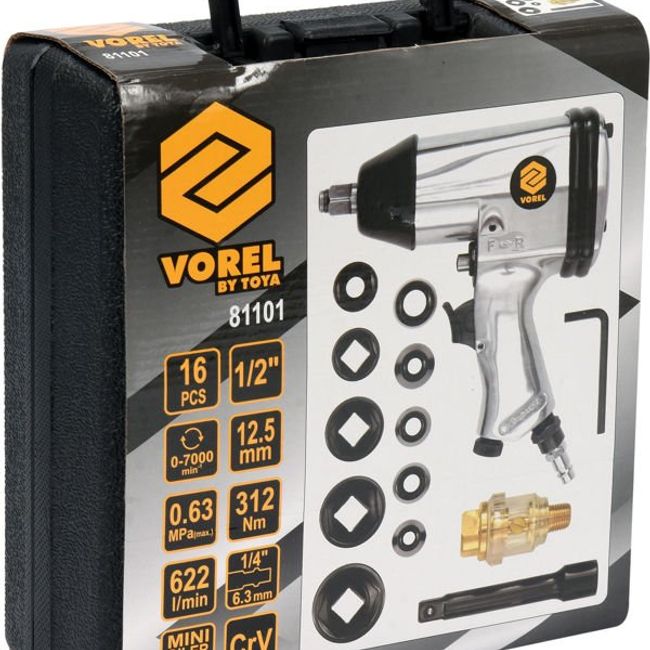 Pistol pneumatic cu accesorii 1/2” 340Nm Vorel 81101