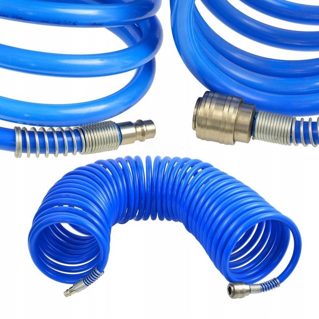 Furtun compresor aer comprimat, spiralat, 15 m, 5x8 mm, 10 bari
