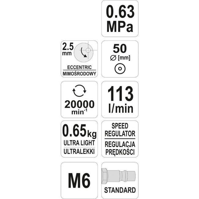 Slefuitor pneumatic, Yato YT-09730, 50 mm, excentric 2.5mm
