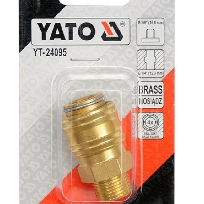 Mufa Rapida din Alama pentru Pistol Pneumatic, Filet Exterior 3/8, Yato YT-24095