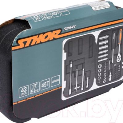 Set capete de insurubare si chei tubulare, Sthor 58641, mixt, 42 bucati
