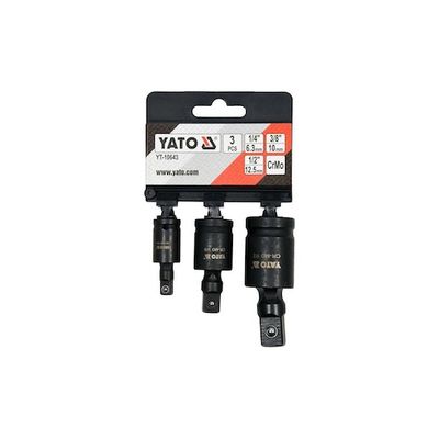 Set articulatie cardanica impact, Yato YT-10643, 1/4, 3/8, 1/2 - 3 piese