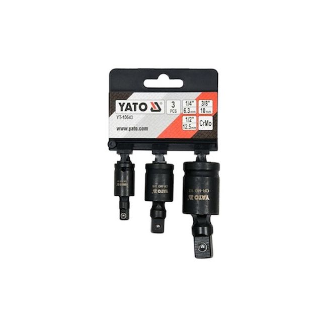 Set articulatie cardanica impact, Yato YT-10643, 1/4, 3/8, 1/2 - 3 piese