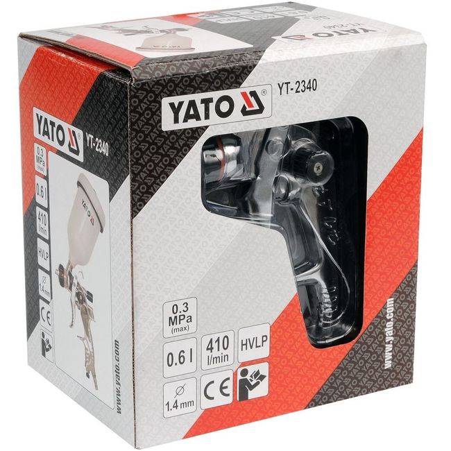 Pistol de vopsit Yato YT-2340, cupa plastic 600 ml, duza 1.4 mm