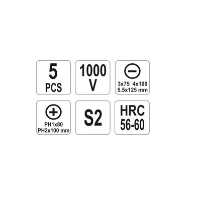 Set 5 surubelnite izolate pentru electricieni, Yato YT-2827, VDE, 1000 V