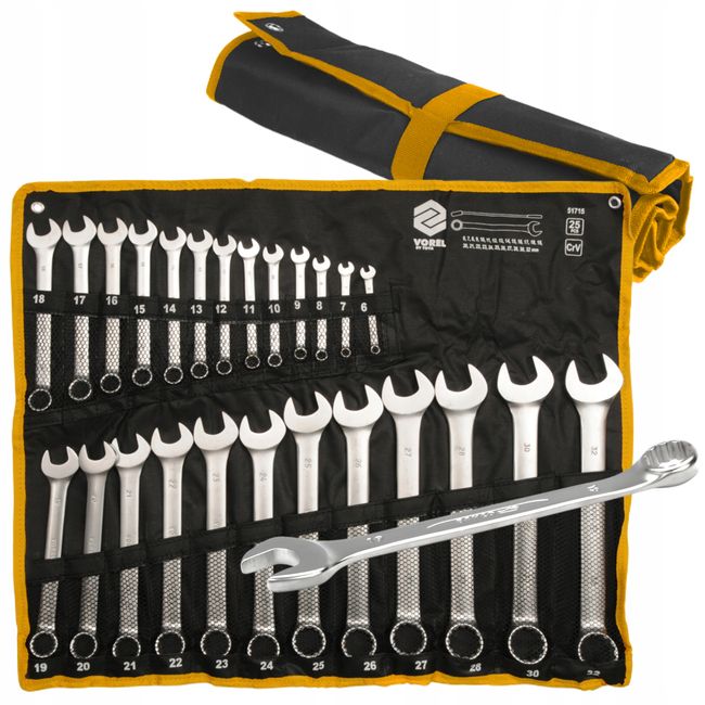 Chei combinate Vorel 51715, 6-32 mm, set 25 bucati, satinate, CrV
