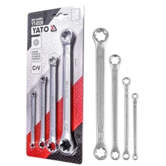 Set chei inelare duble drepte, Yato YT-0530, profil torx E6-E24 mm, 4 bucati