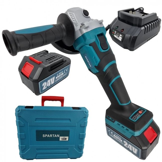 Polizor unghiular / Flex cu acumulator SPARTAN, 24V, 2A, 8500 RPMvaliza transport, 2 baterii incluse