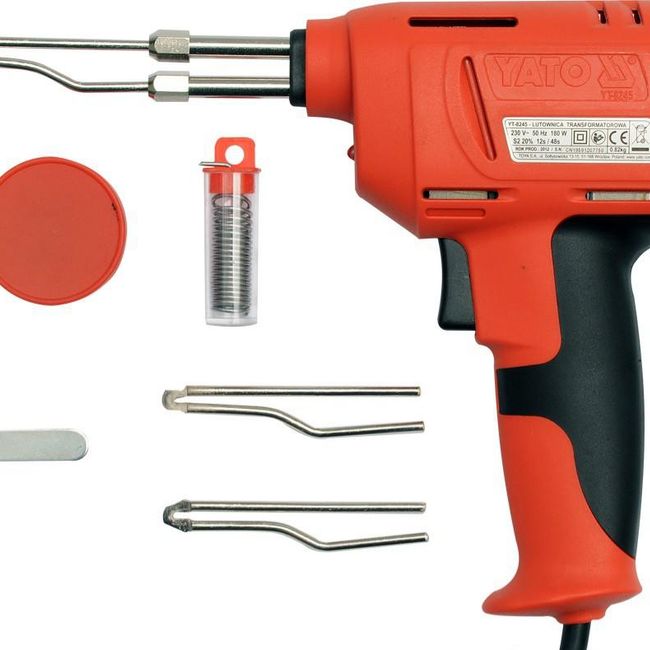 Pistol de lipit cu fludor Yato YT-8245, 180 W, 350 grade C, cu accesorii, in valiza