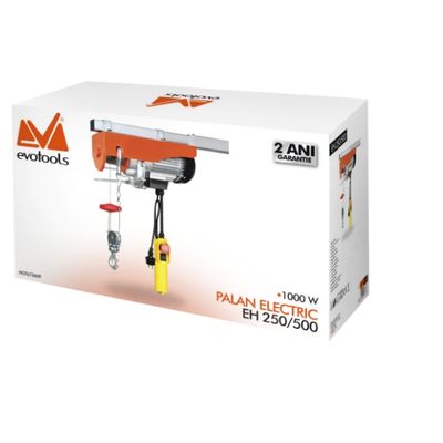 Electropalan / troliu electric, Evotools 673609, 250 / 500 Kg , 1100 W, 12 / 6 m