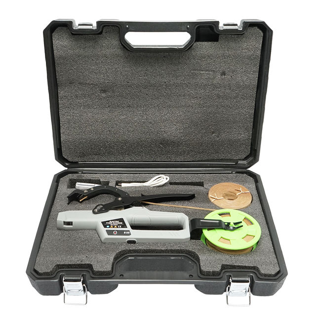 Aparat electric de legat via cu acumulator, 4.2V, 2.0 AH ,capacitate legare 45 mm, cu rola legare, model SC-9701