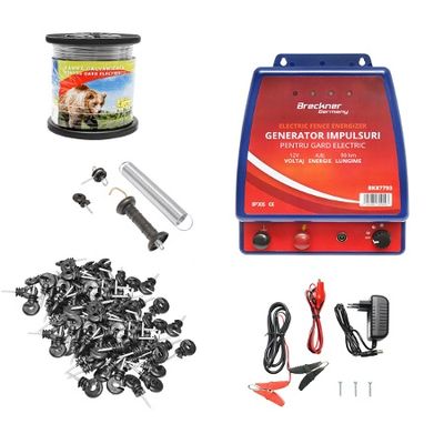 Kit complet gard electric pentru ursi si mistreti 4.8 Joule, 12/220V, lungime sarma 1000m Breckner Germany