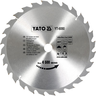 Disc cu Vidia pentru lemn, diametru 350 mm, Interior 30 mm, 28 dinti, Yato YT-6080