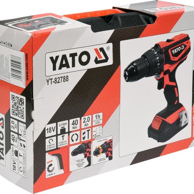 Masina de gaurit / insurubat, cu percutie, Yato YT-82788, cu 1 acumulator, 18 V, 2 Ah, Li-Ion